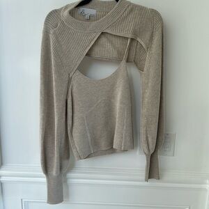 camel sweater with gorgeous detail